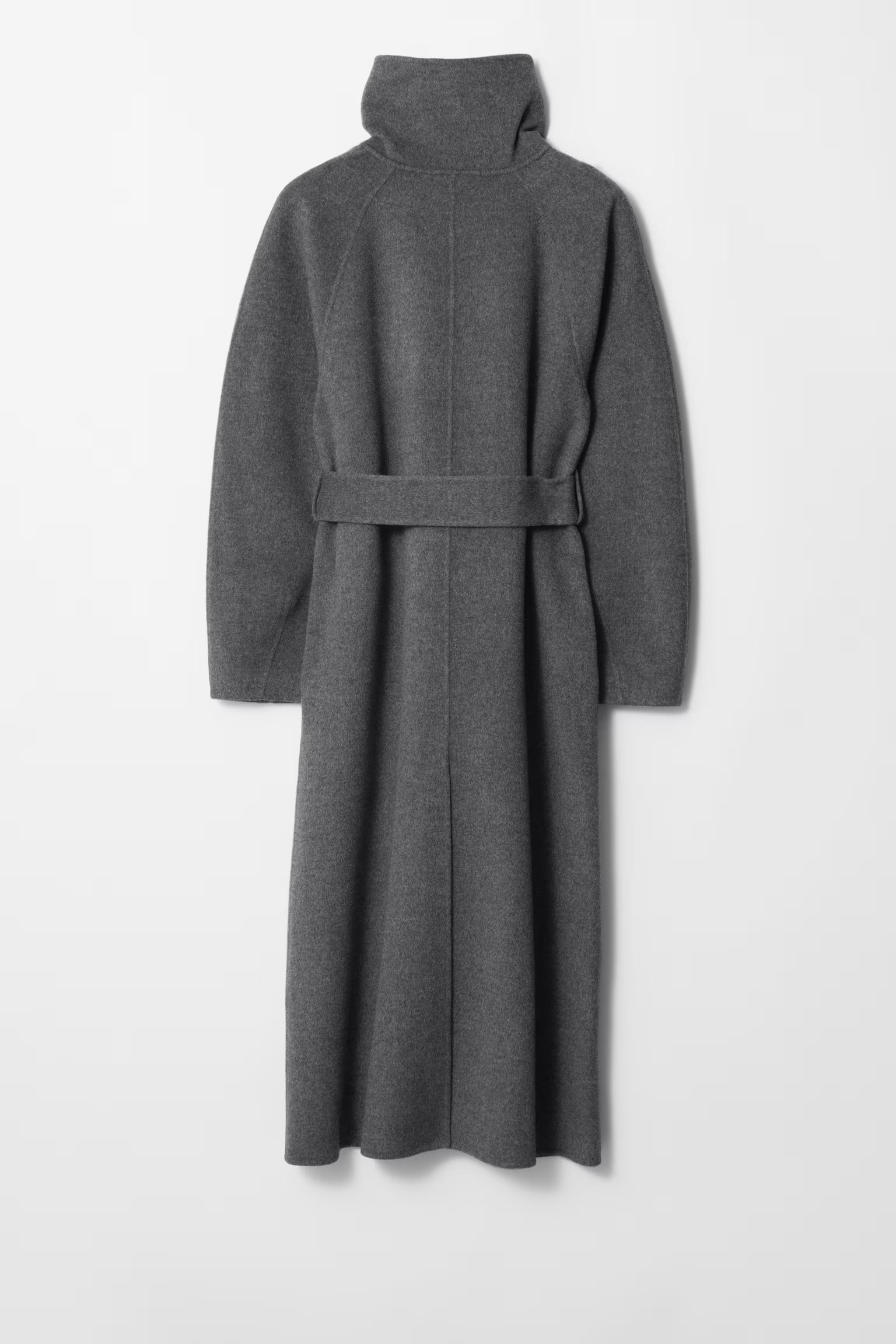 Belted High Collar Long Coat