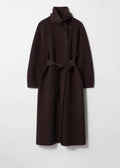 Belted High Collar Long Coat