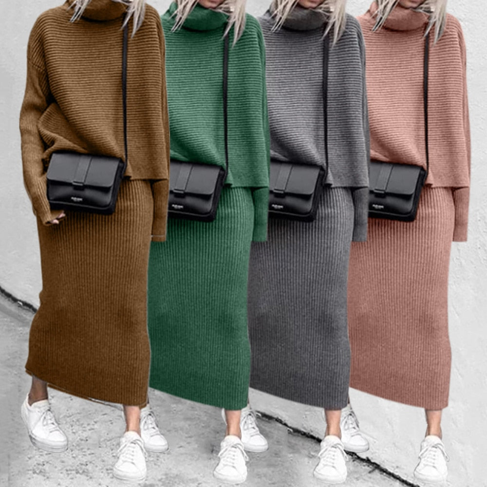 Knit Top Maxi Skirt Co-Ord Set