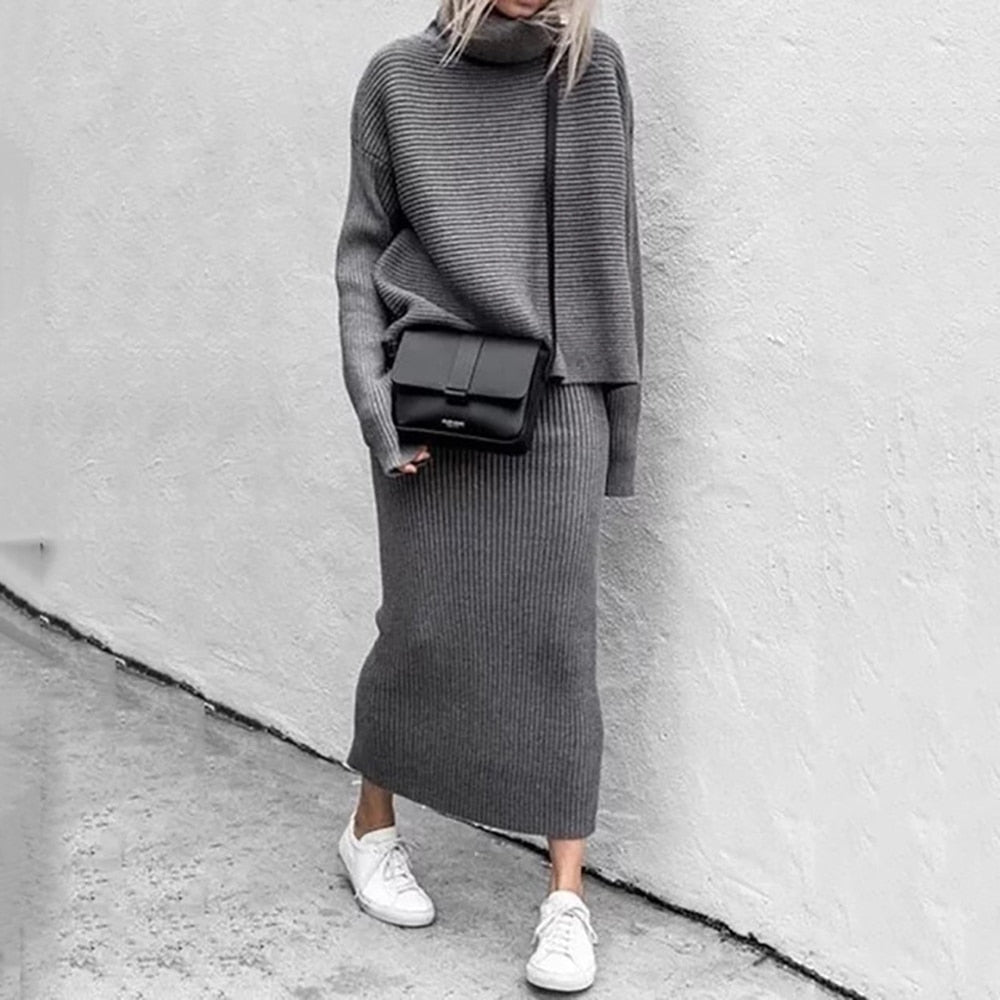 Knit Top Maxi Skirt Co-Ord Set