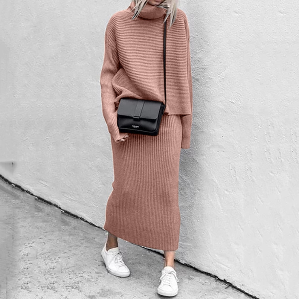 Knit Top Maxi Skirt Co-Ord Set