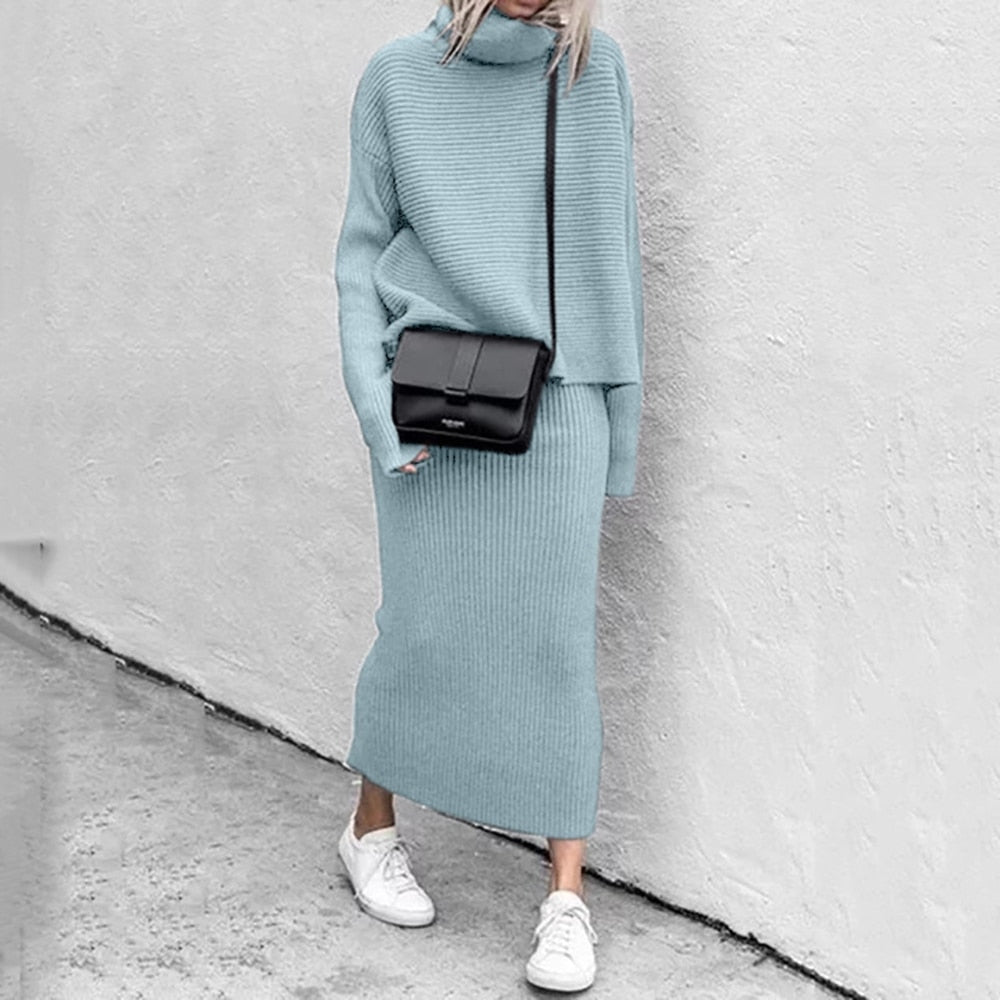 Knit Top Maxi Skirt Co-Ord Set