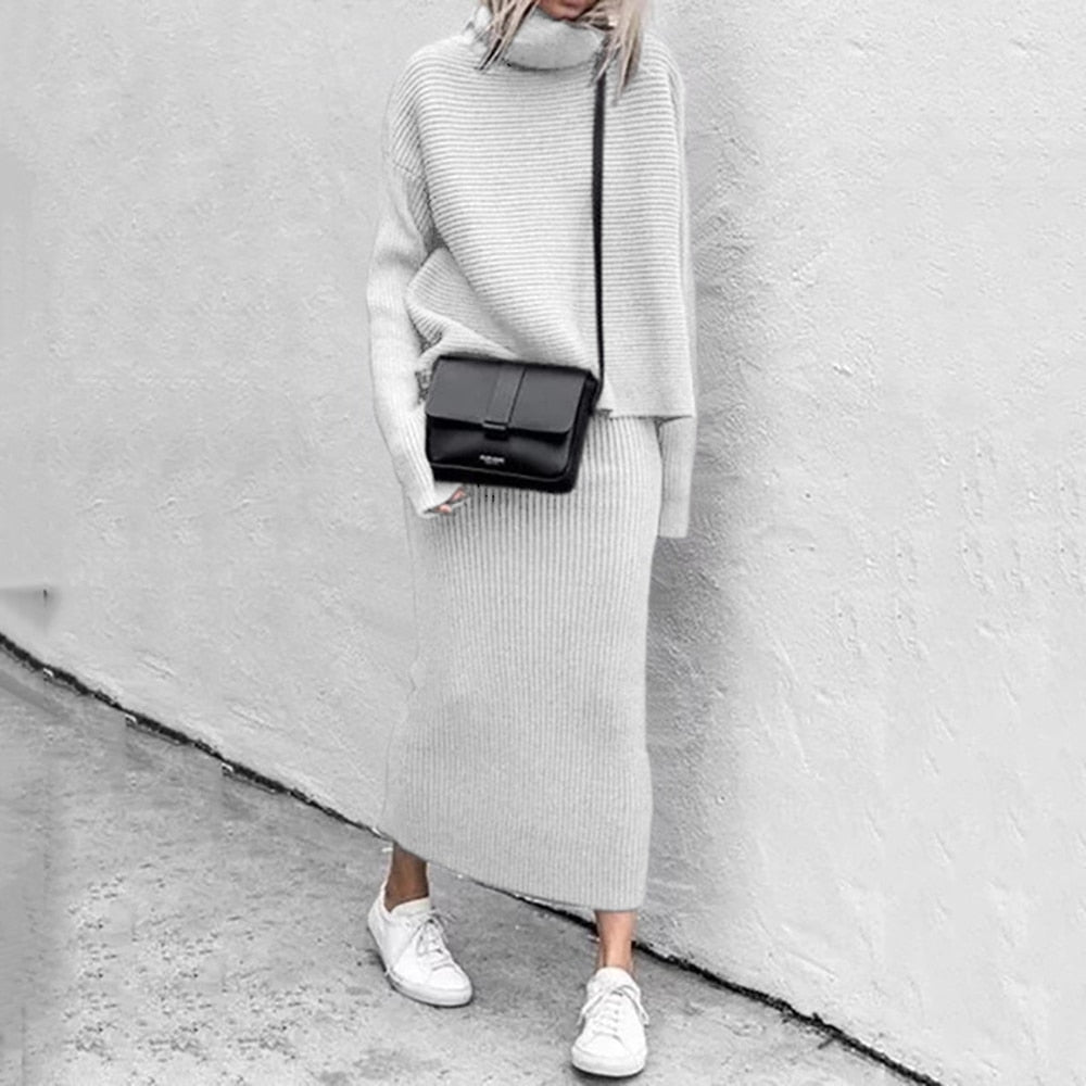 Knit Top Maxi Skirt Co-Ord Set