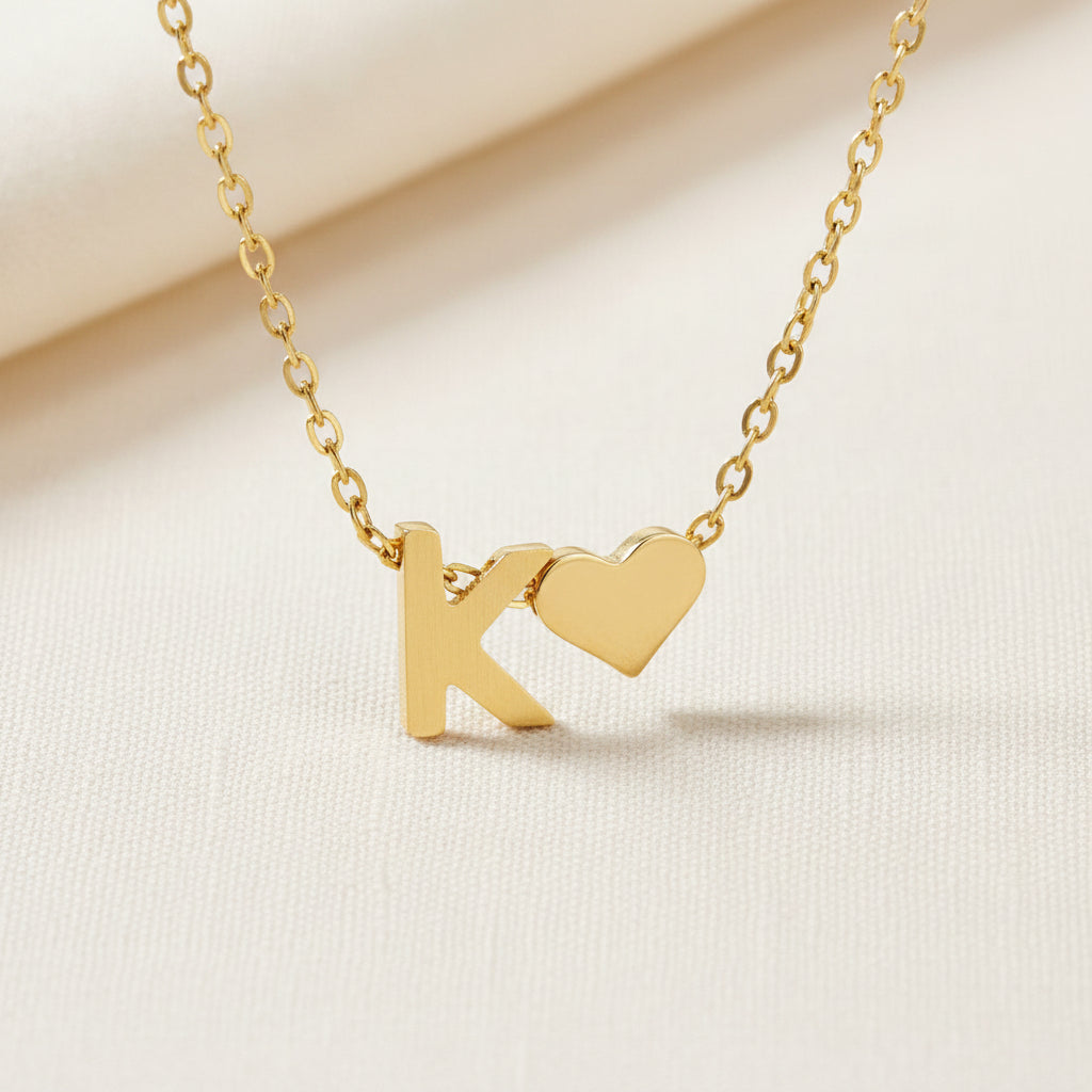 Initial Heart Necklace | Gold-Plated