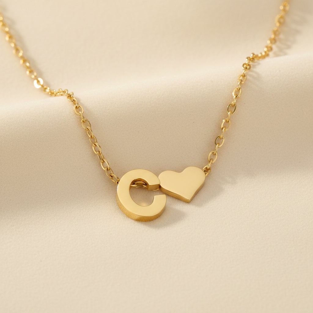 Initial Heart Necklace | Gold-Plated