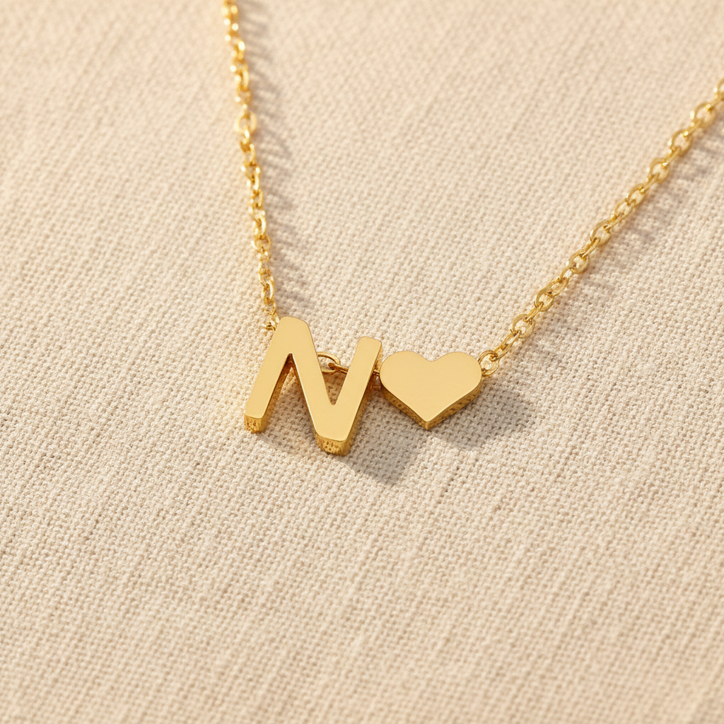 Initial Heart Necklace | Gold-Plated