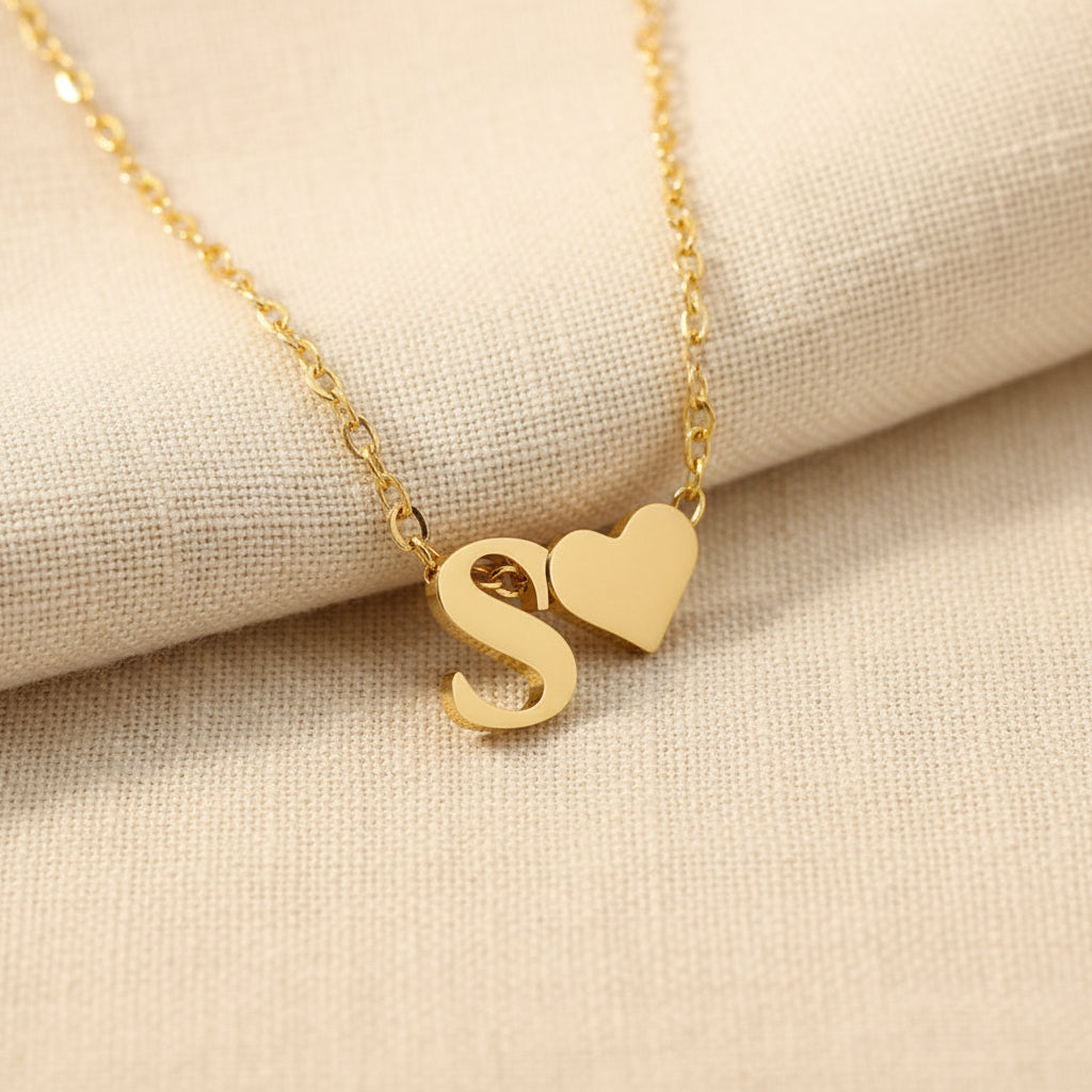 Initial Heart Necklace | Gold-Plated
