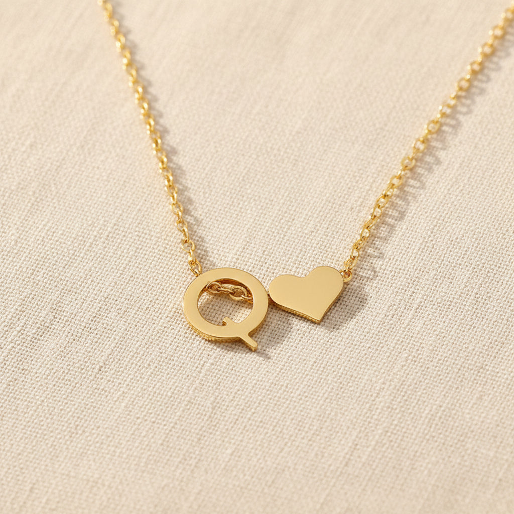 Initial Heart Necklace | Gold-Plated