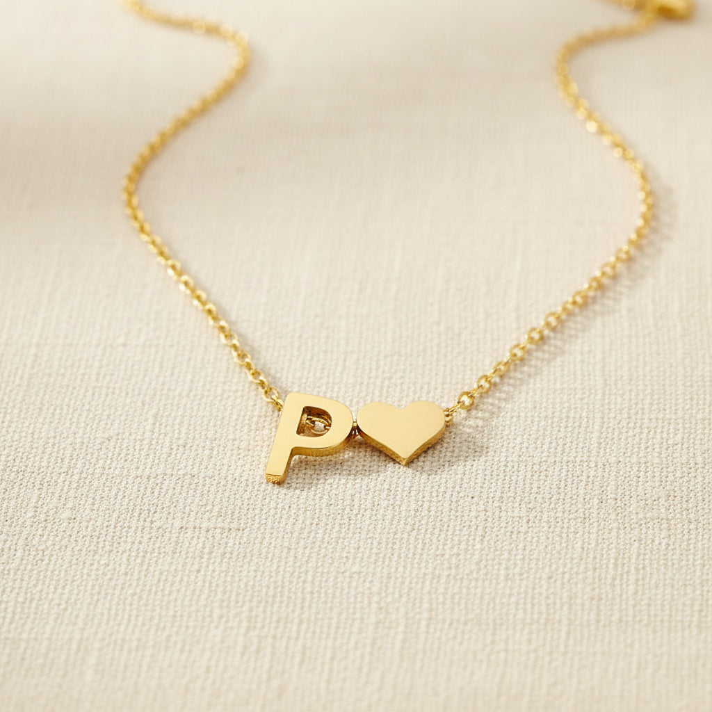 Initial Heart Necklace | Gold-Plated