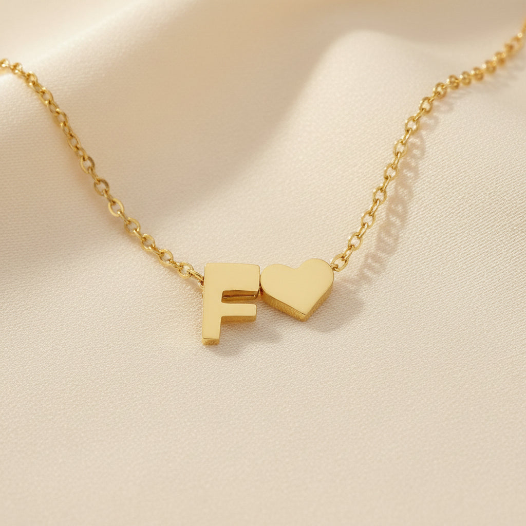 Initial Heart Necklace | Gold-Plated