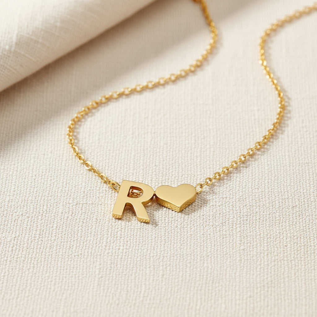 Initial Heart Necklace | Gold-Plated