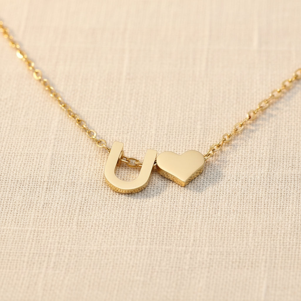Initial Heart Necklace | Gold-Plated
