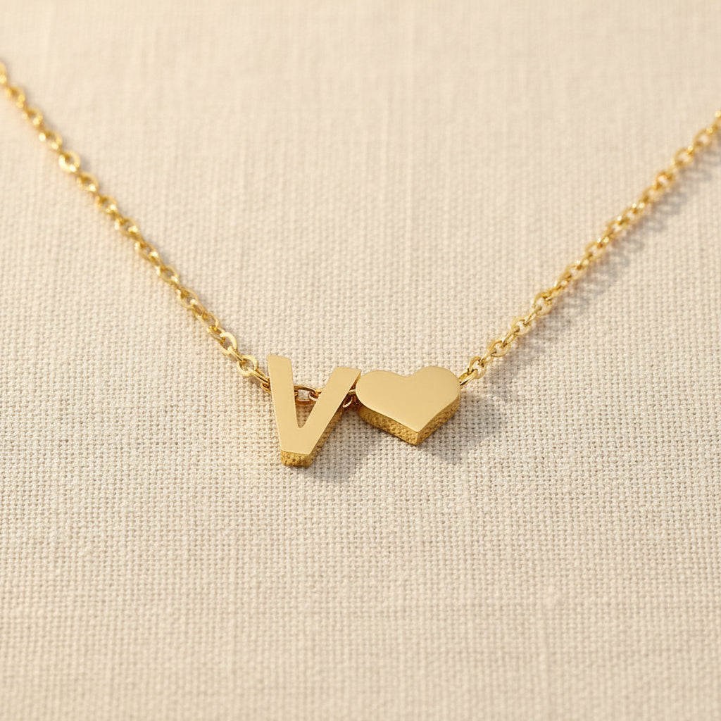Initial Heart Necklace | Gold-Plated