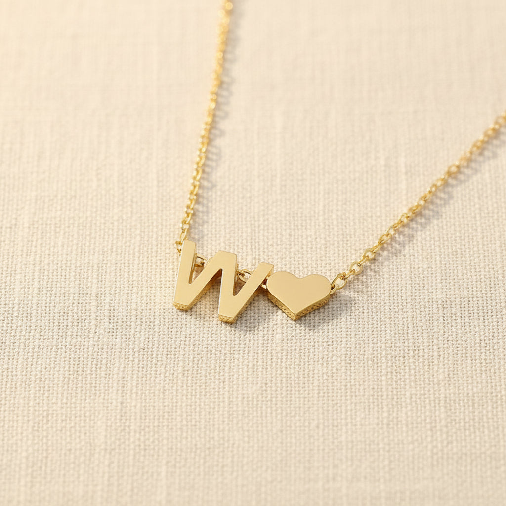 Initial Heart Necklace | Gold-Plated