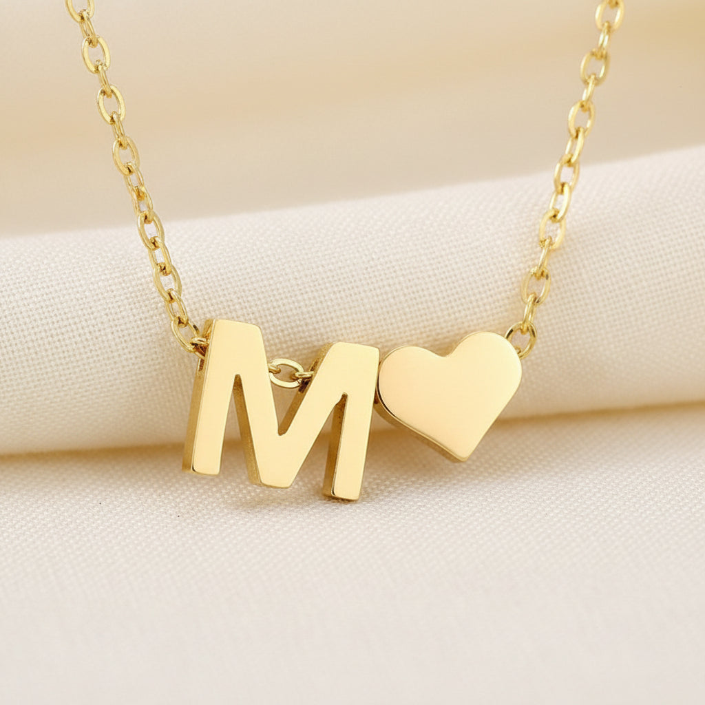 Initial Heart Necklace | Gold-Plated