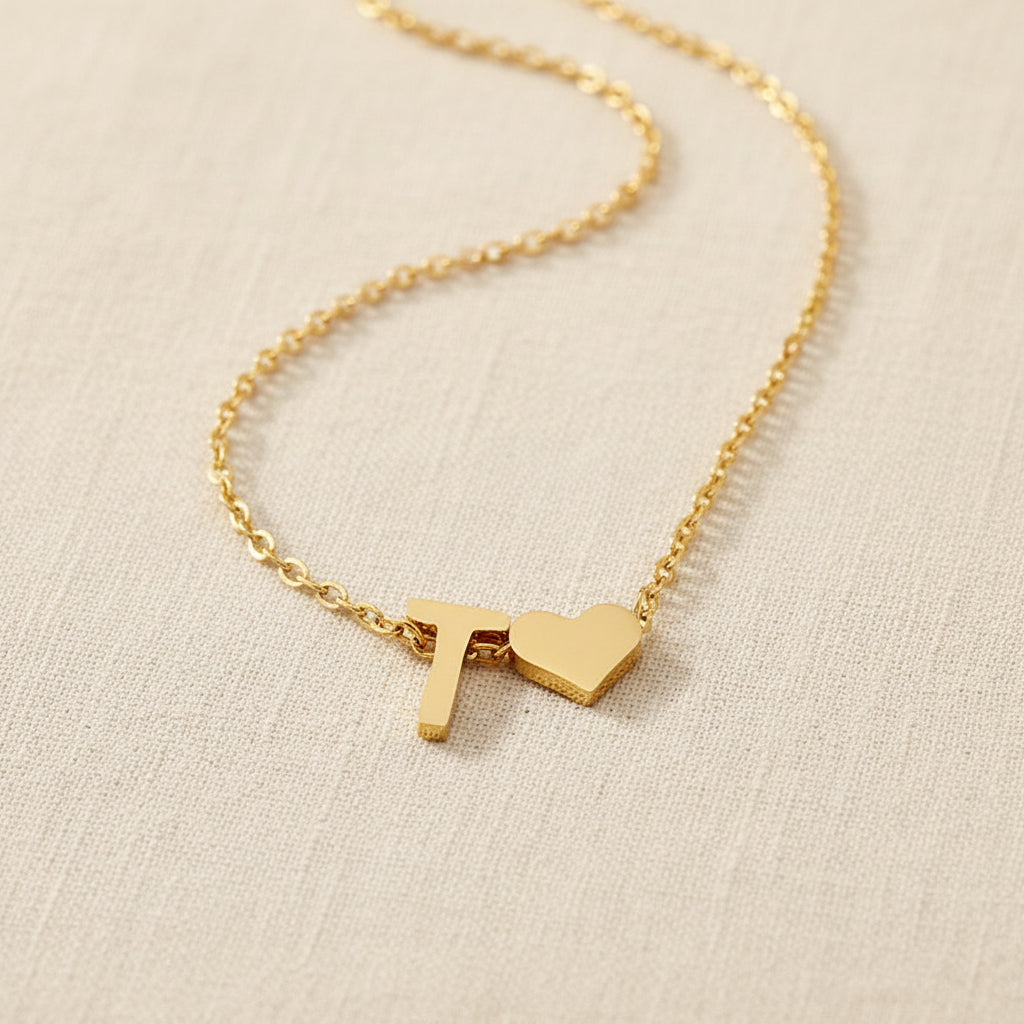 Initial Heart Necklace | Gold-Plated