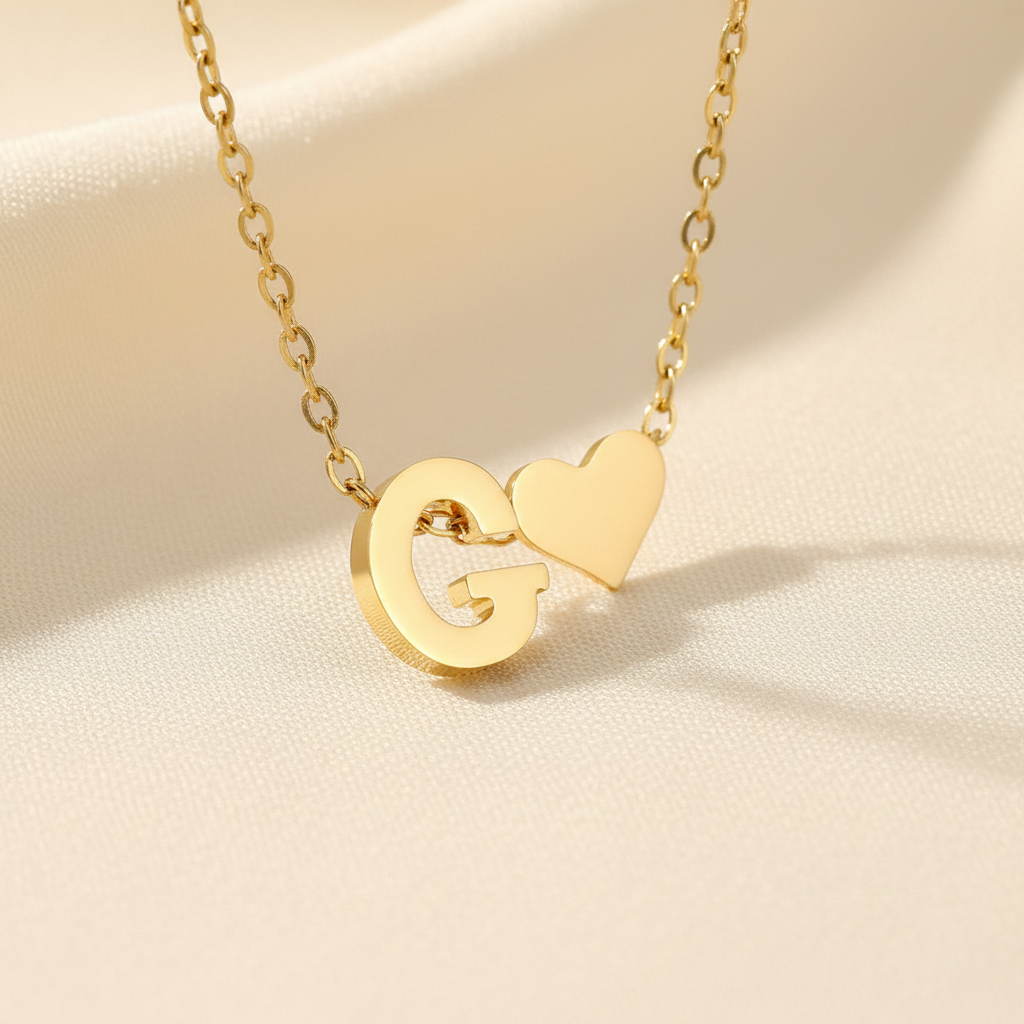 Initial Heart Necklace | Gold-Plated