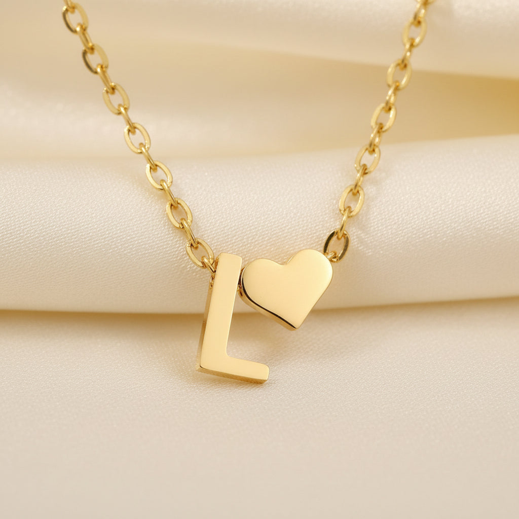 Initial Heart Necklace | Gold-Plated