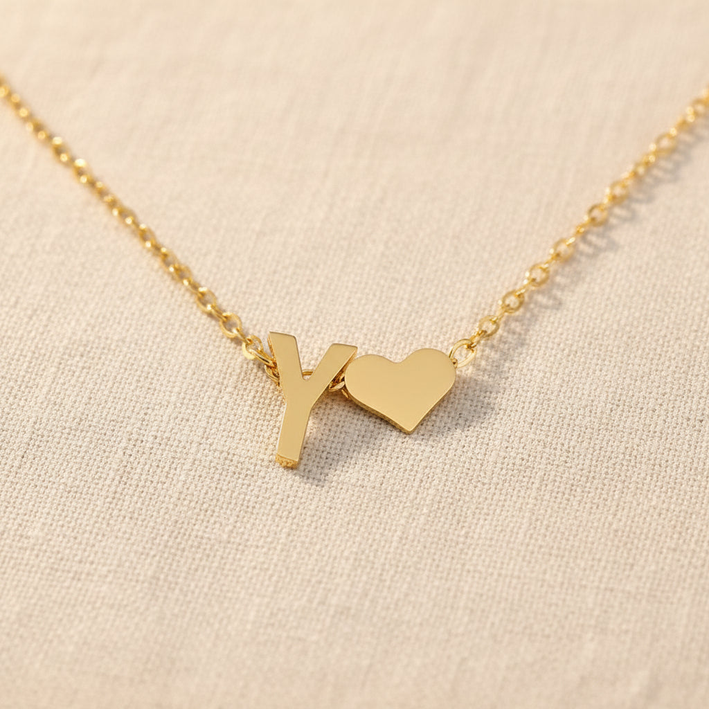 Initial Heart Necklace | Gold-Plated