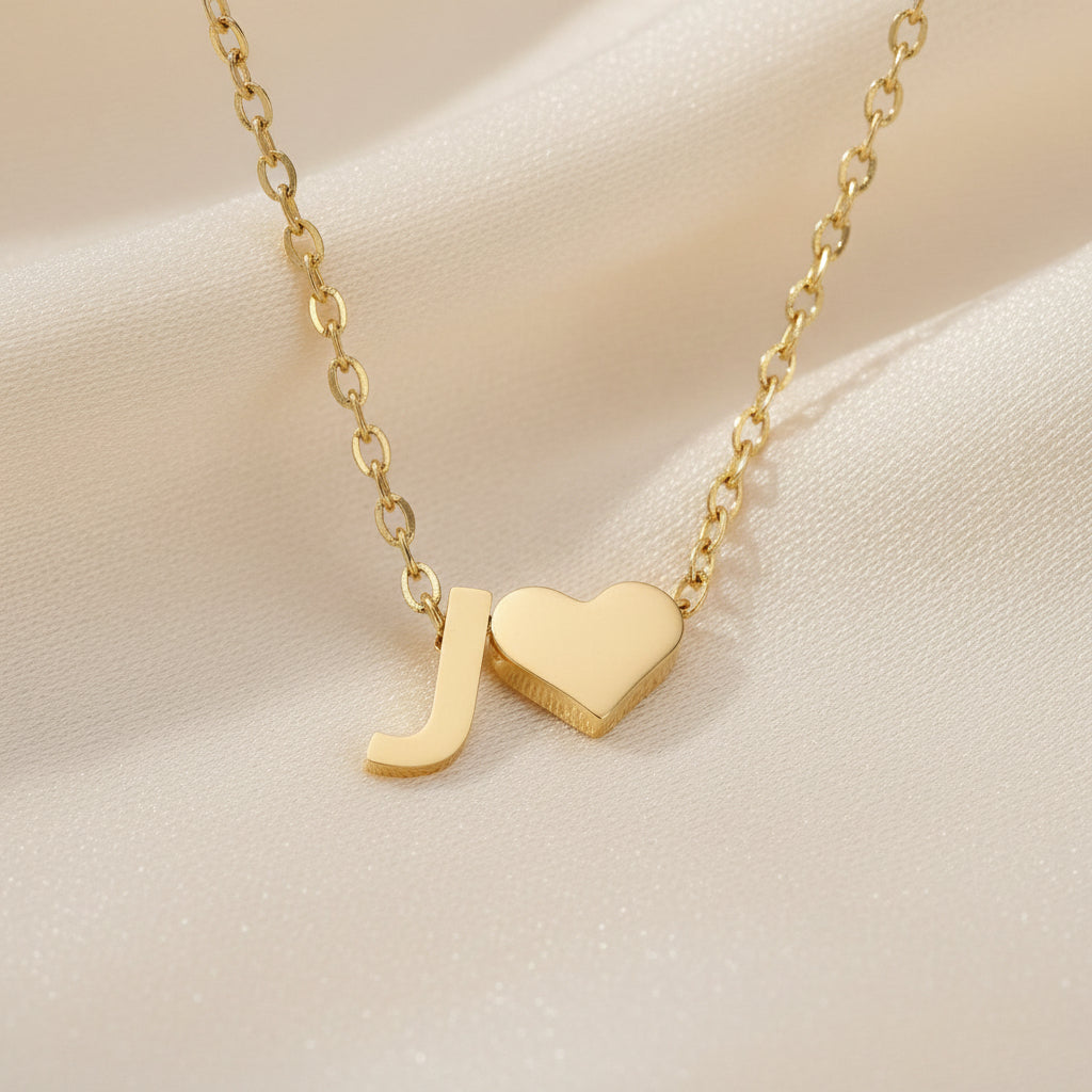 Initial Heart Necklace | Gold-Plated