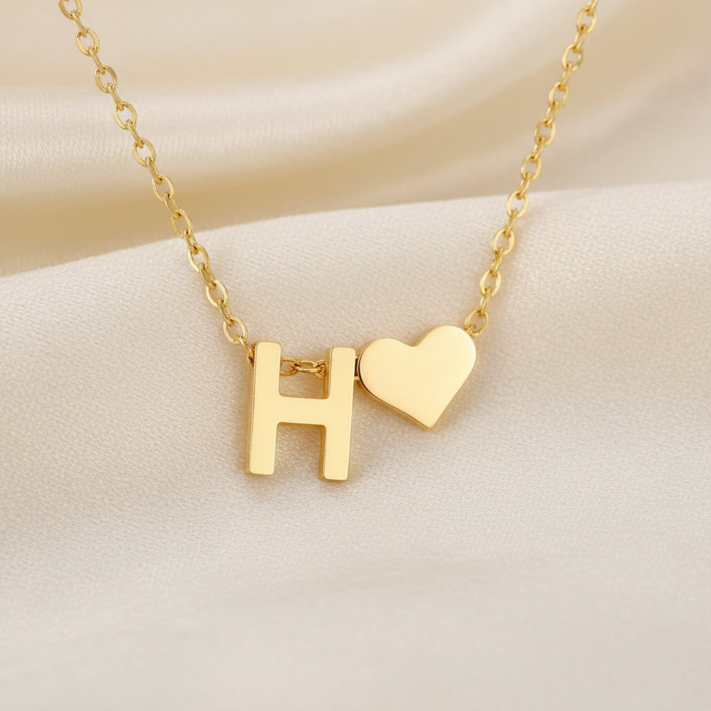 Initial Heart Necklace | Gold-Plated