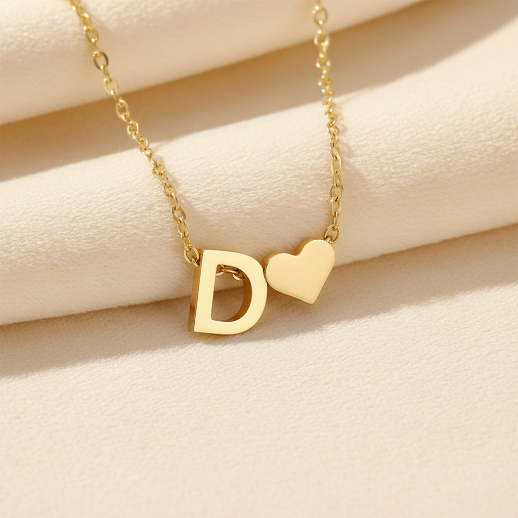 Initial Heart Necklace | Gold-Plated