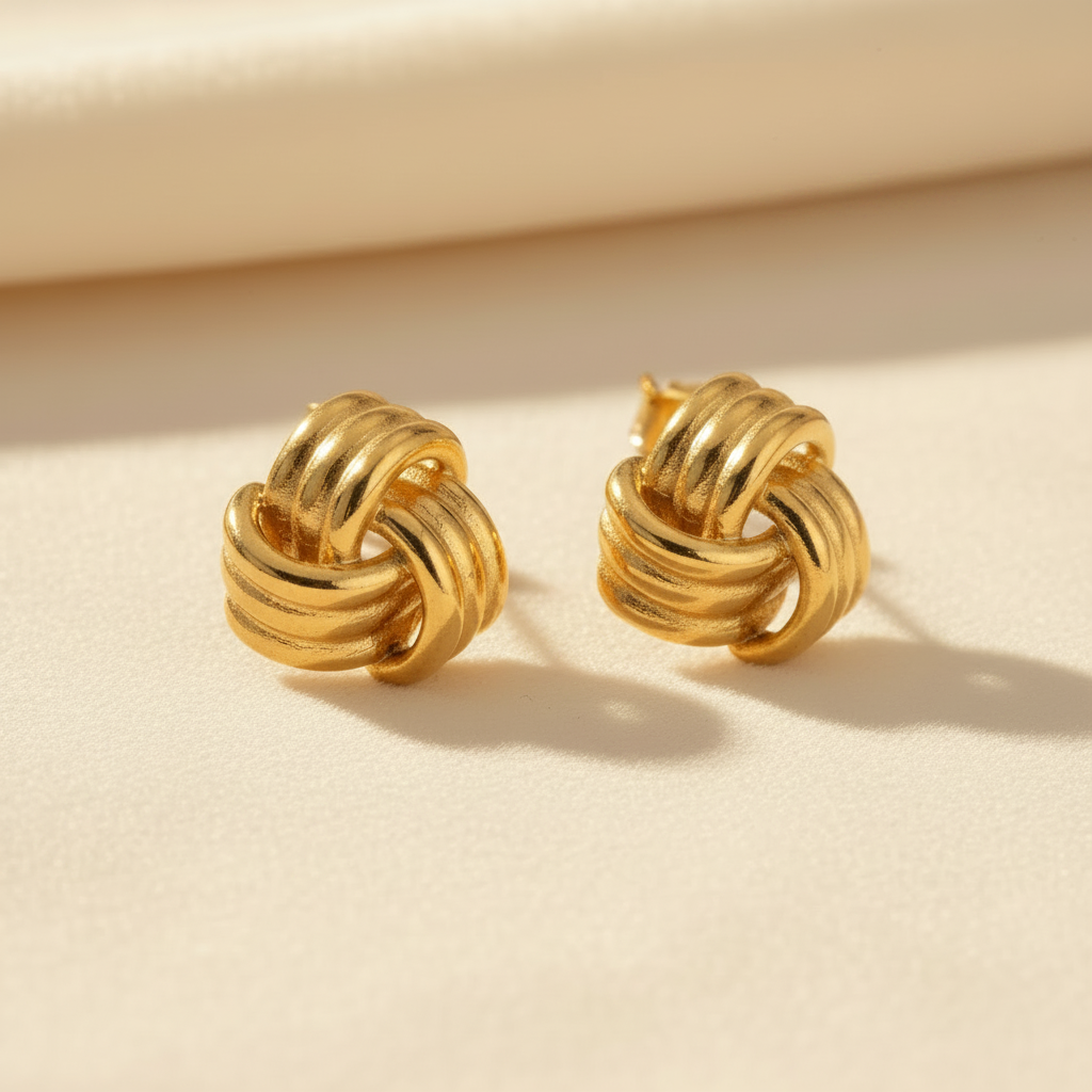 Knot Stud Earrings | Gold-Plated | Ivory Nova