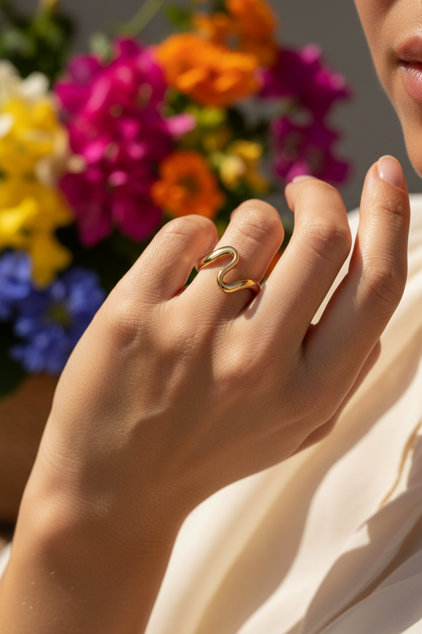 Wave Open Ring | Gold-Plated