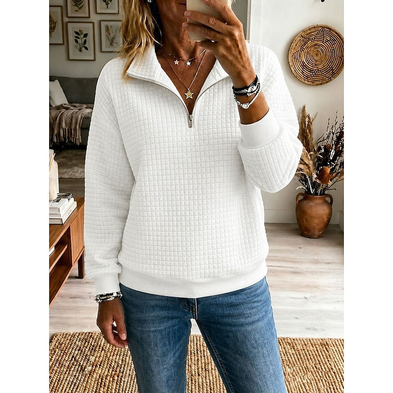 Textured Half-Zip  Collared Sweatshirt