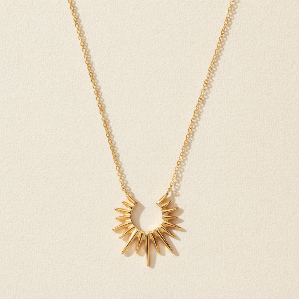 Sunburst Pendant Necklace | Gold-Plated | Ivory Nova