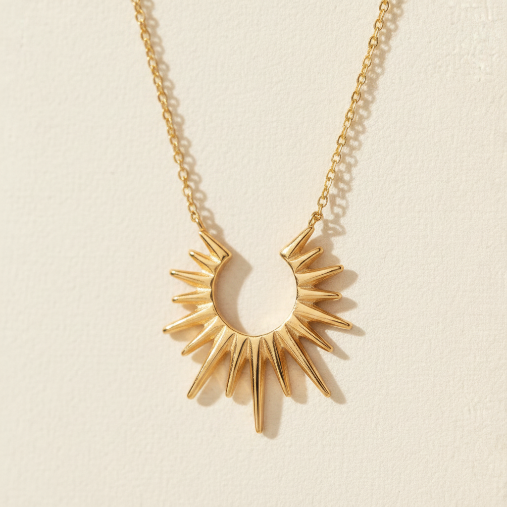 Sunburst Pendant Necklace | Gold-Plated | Ivory Nova