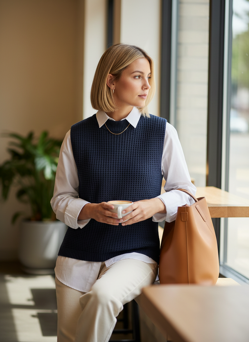 Chunky Knit Sleeveless Crew Jumper