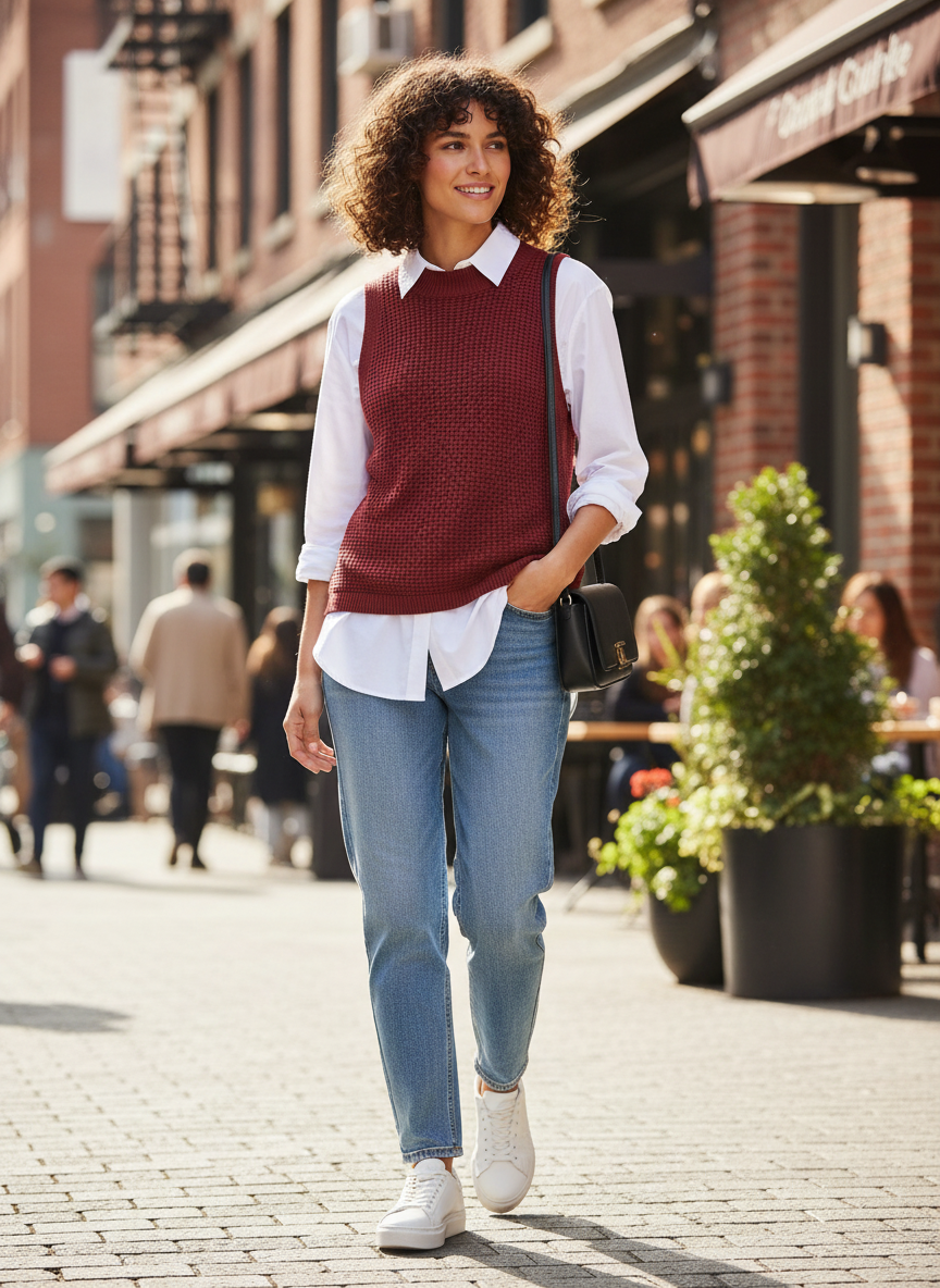 Chunky Knit Sleeveless Crew Jumper
