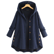 Women's Quilted Hooded Jacket with Button Front