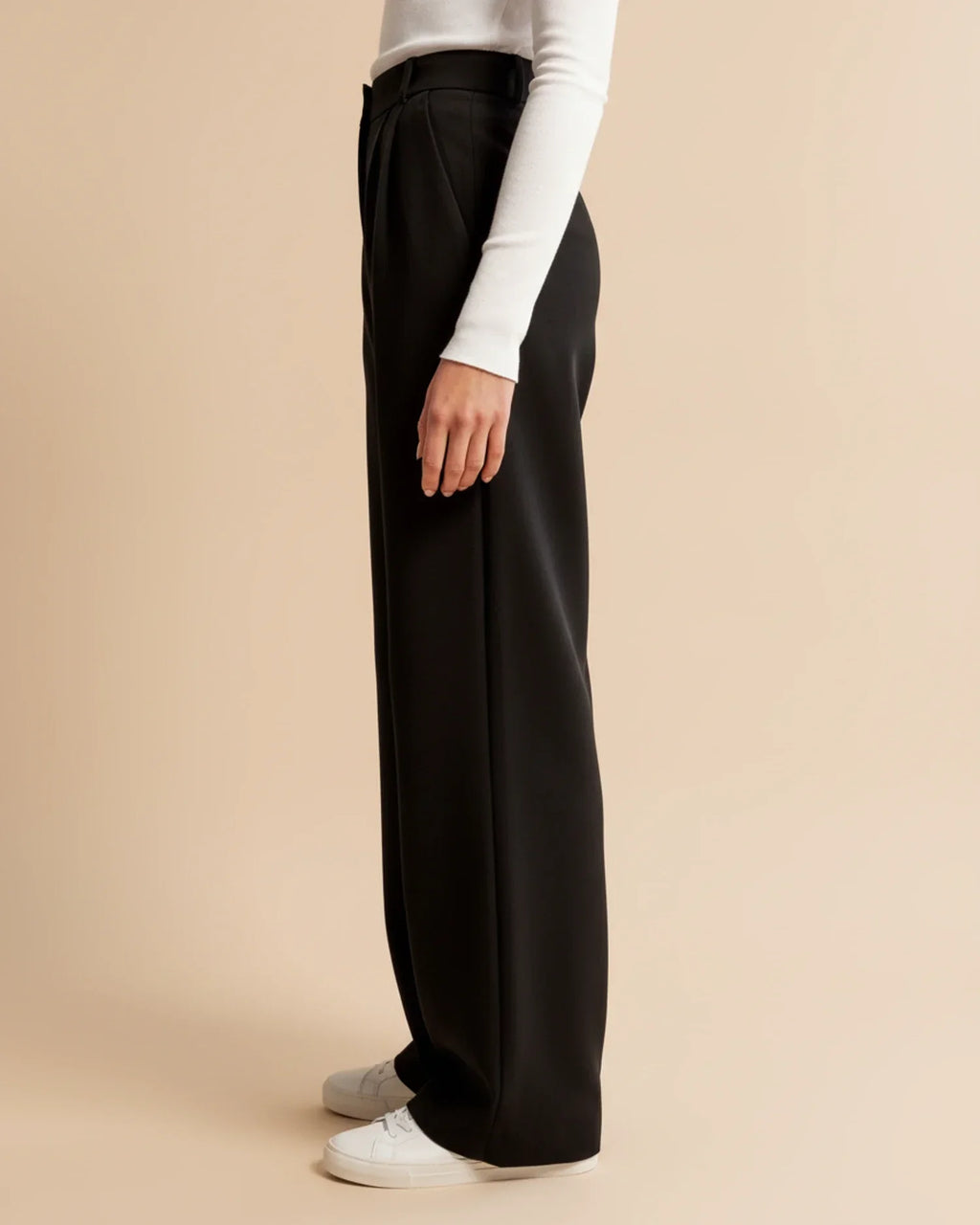 High Waist Pleated Straight Trousers