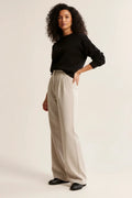 High Waist Pleated Straight Trousers