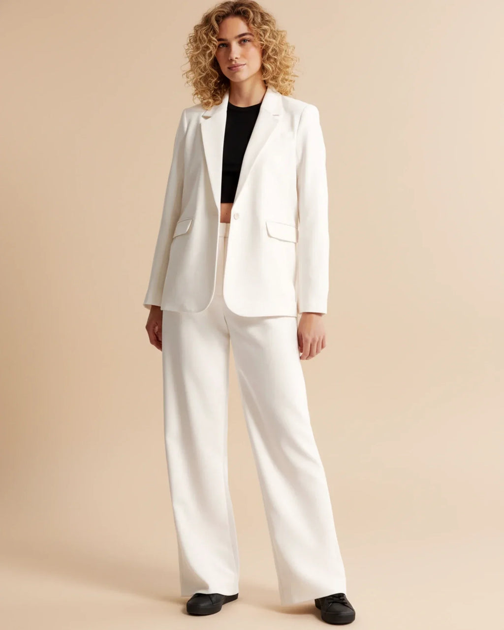 High Waist Pleated Straight Trousers