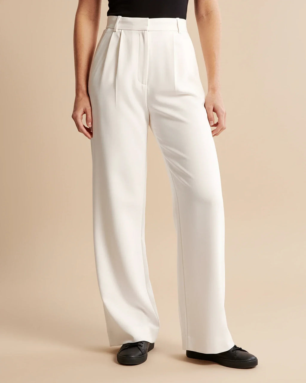 High Waist Pleated Straight Trousers