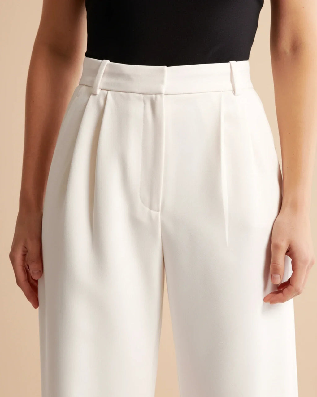 High Waist Pleated Straight Trousers
