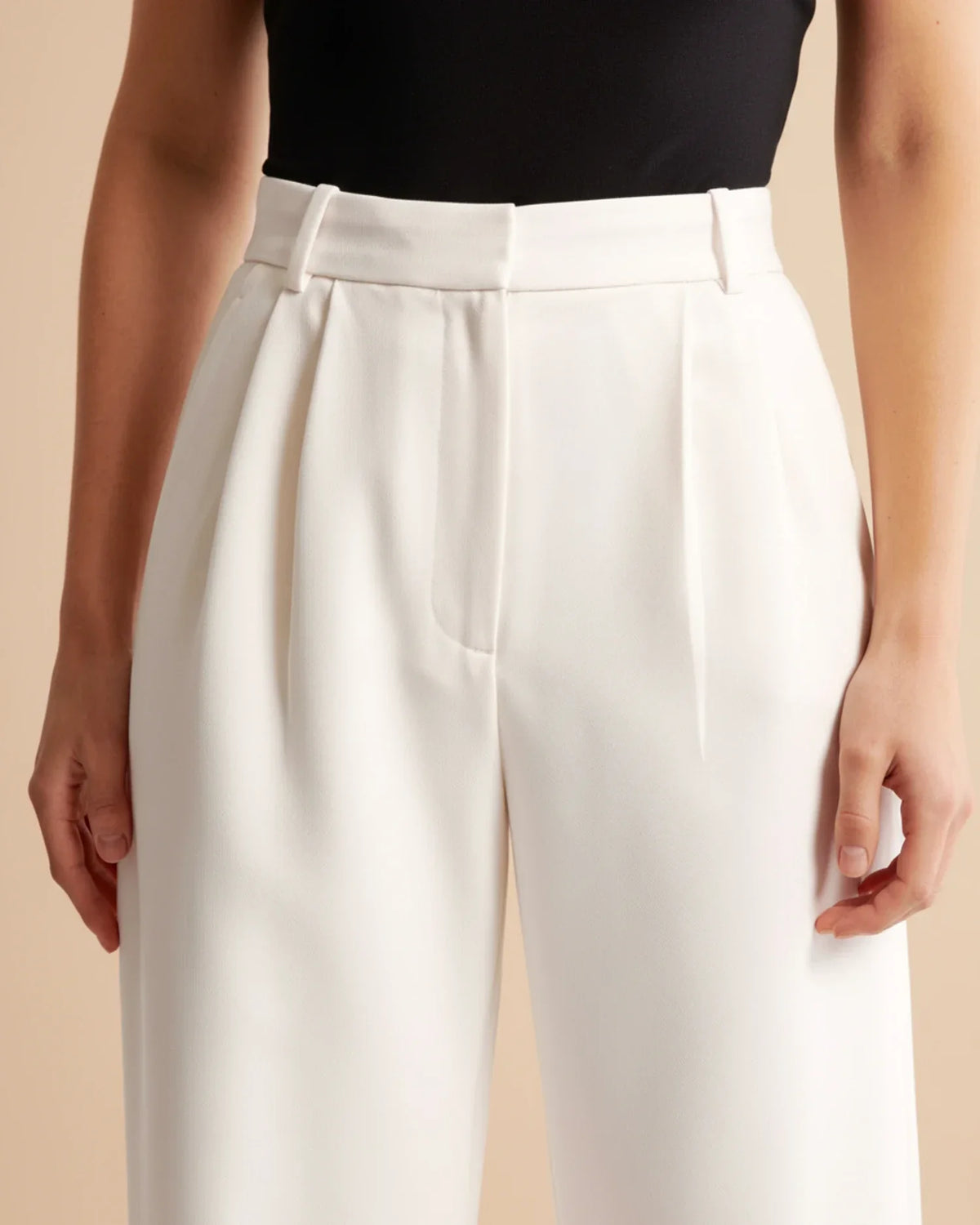 High Waist Pleated Straight Trousers