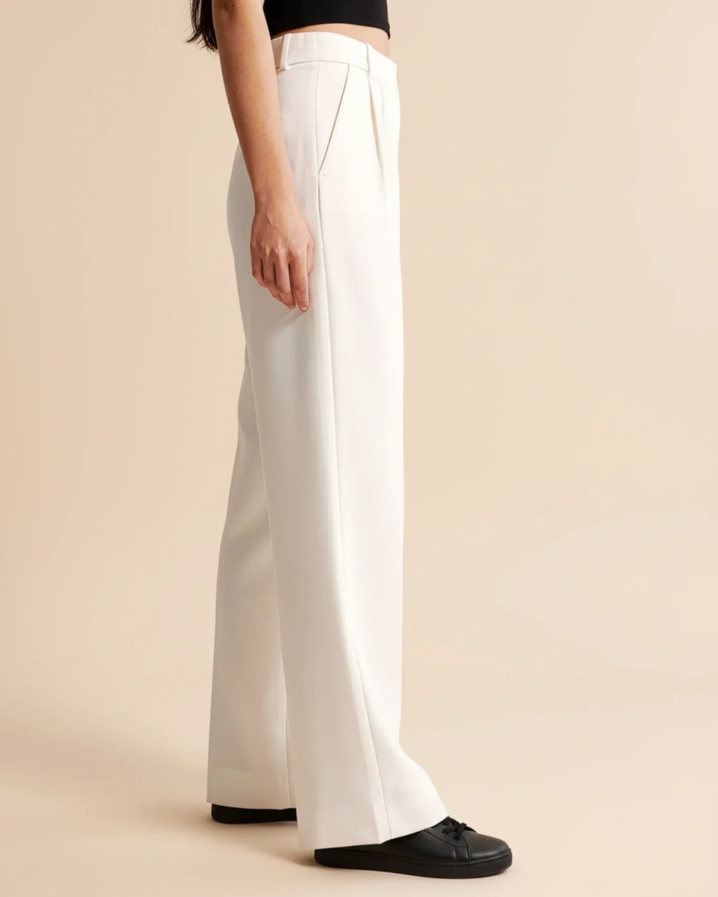 High Waist Pleated Straight Trousers
