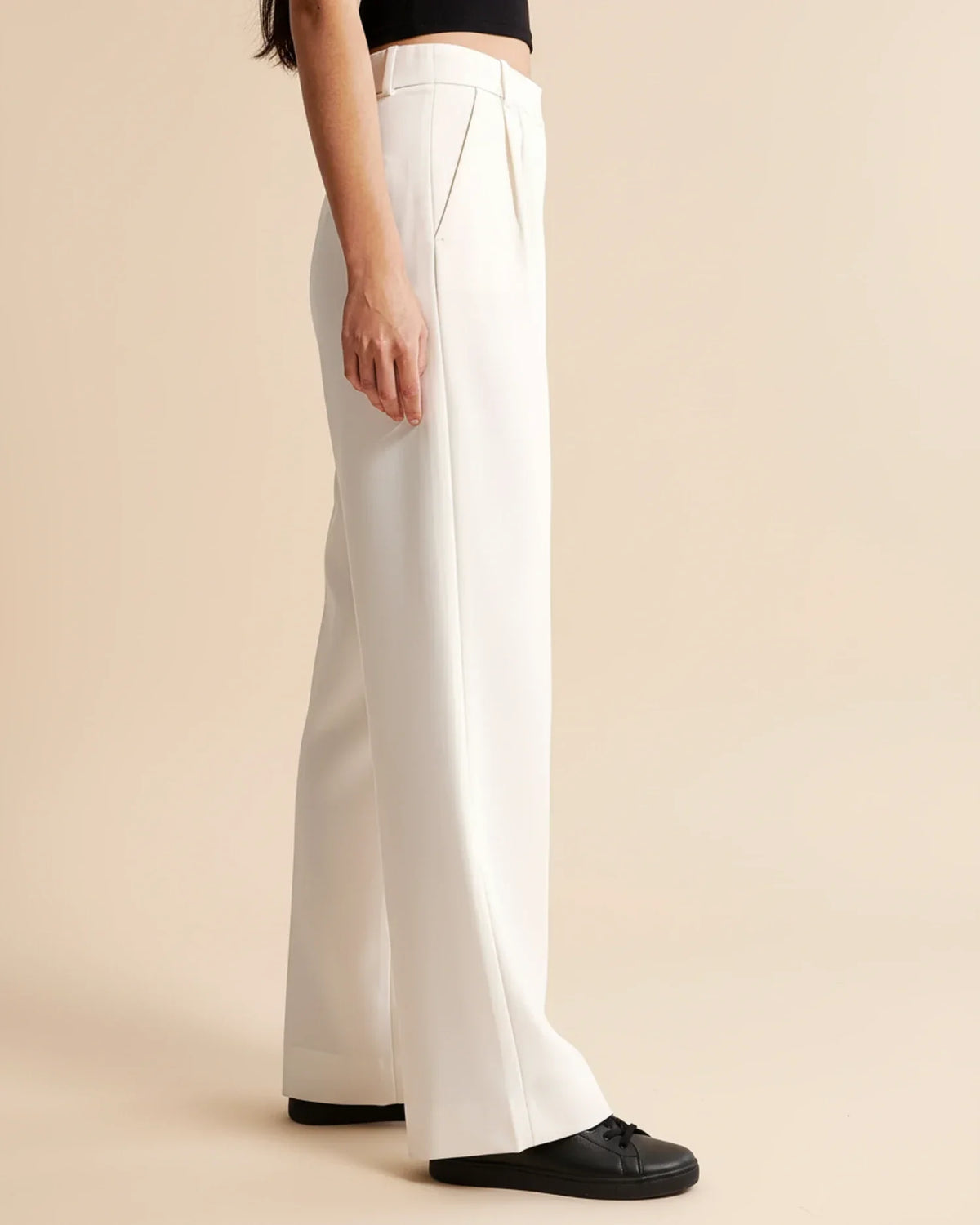 High Waist Pleated Straight Trousers