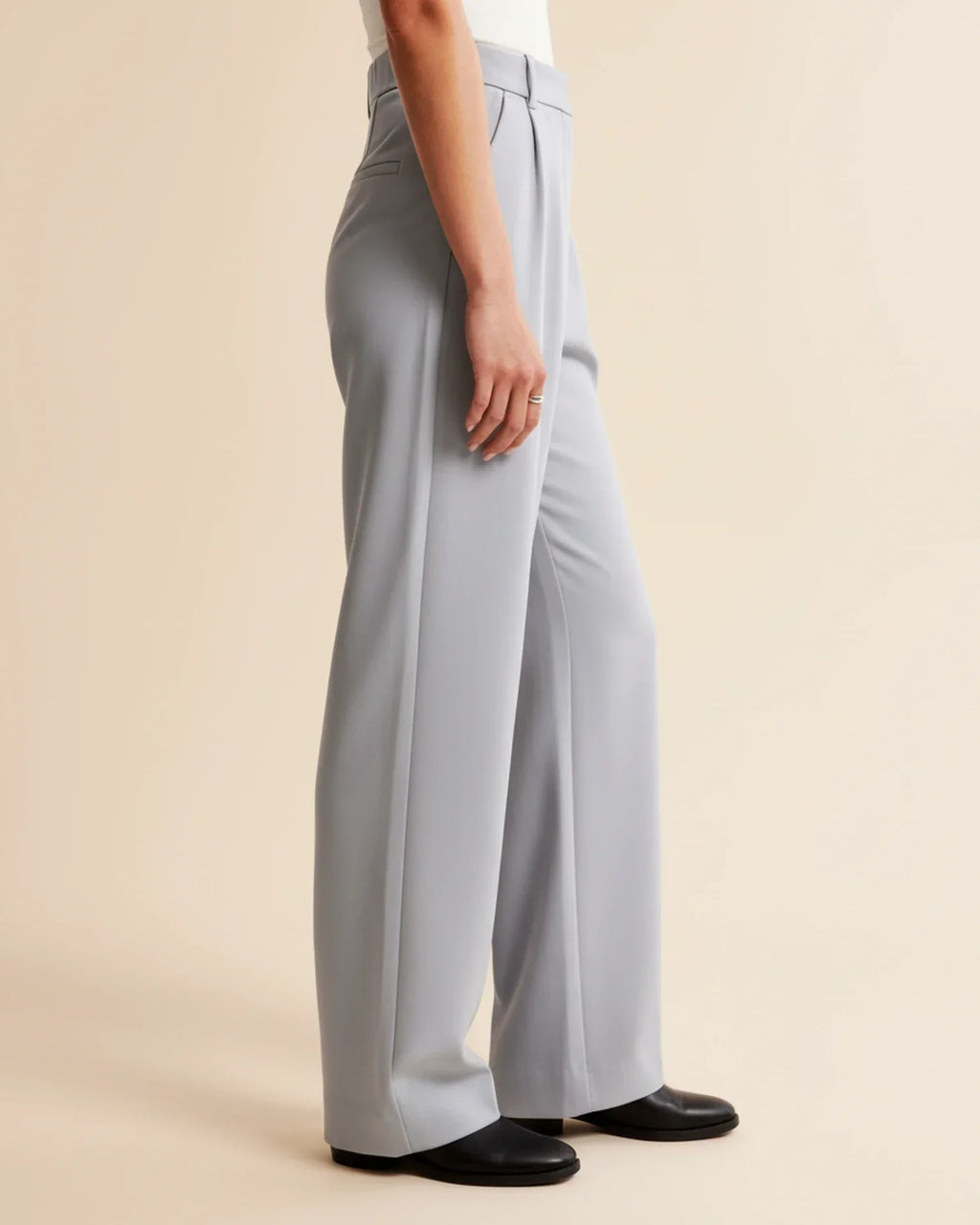 High Waist Pleated Straight Trousers