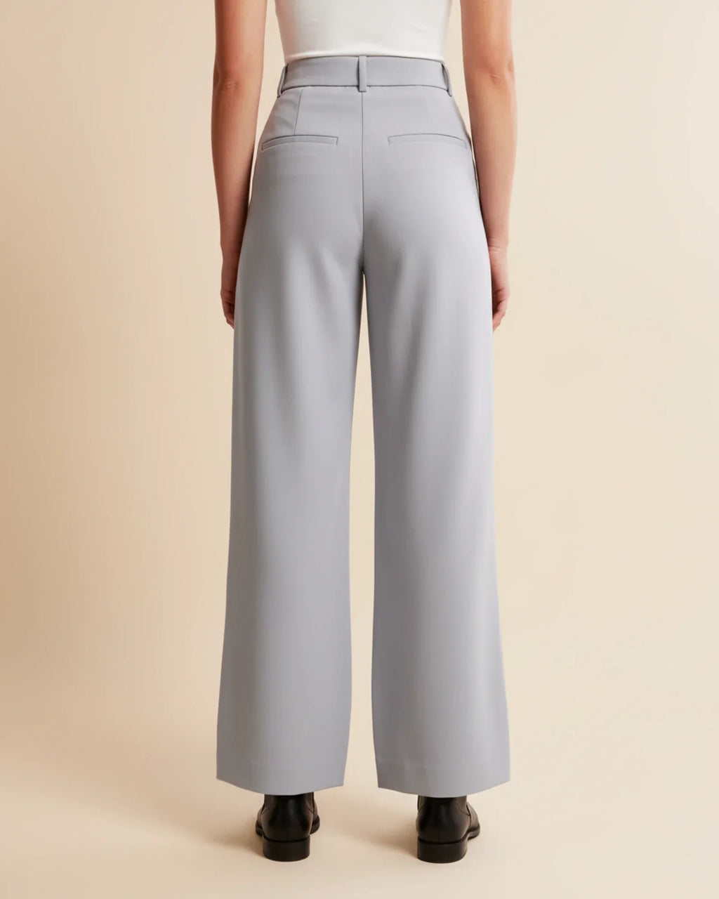 High Waist Pleated Straight Trousers