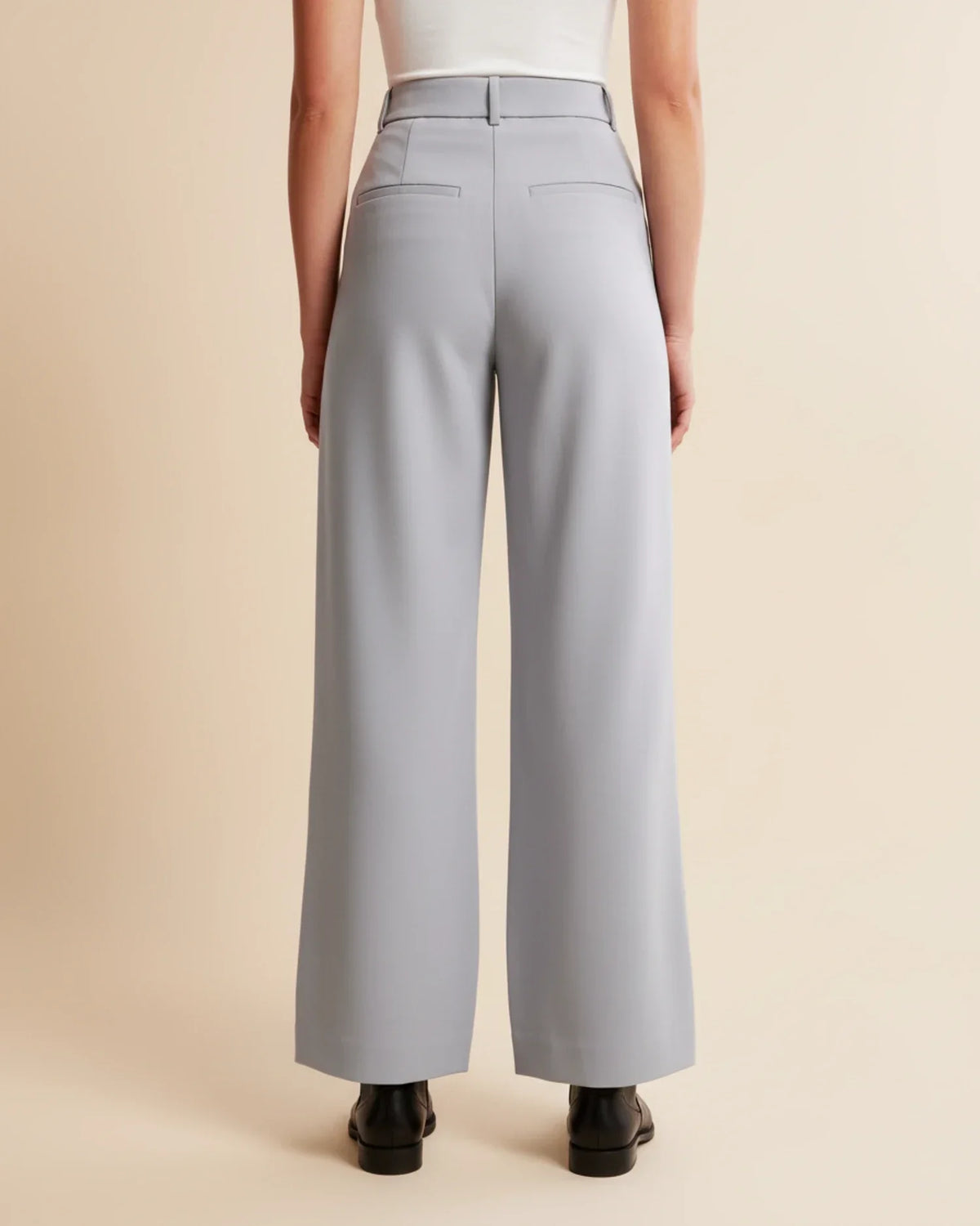 High Waist Pleated Straight Trousers