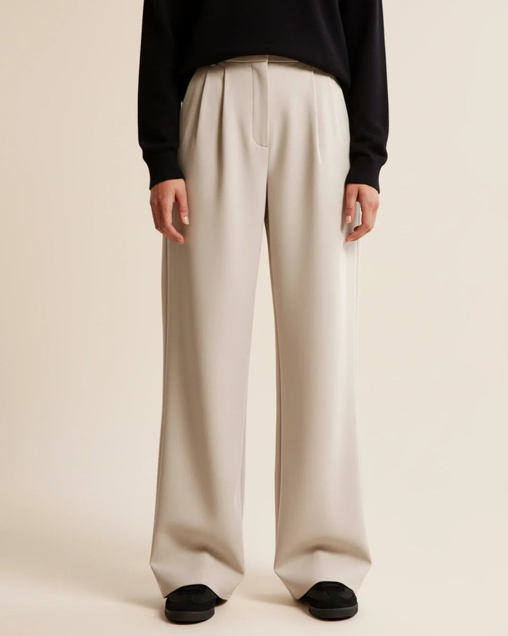 High Waist Pleated Straight Trousers