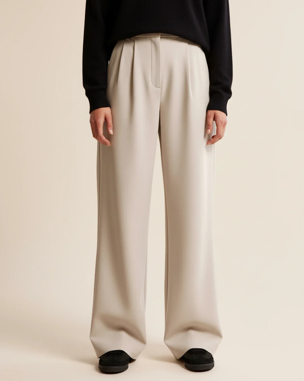 High Waist Pleated Straight Trousers
