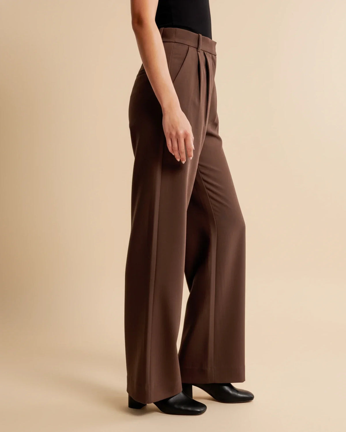 High Waist Pleated Straight Trousers