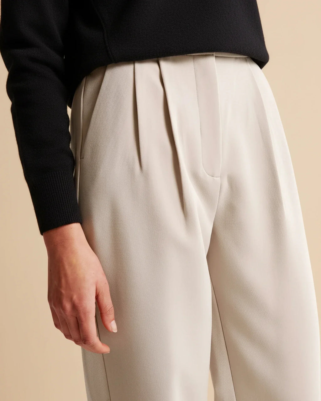 High Waist Pleated Straight Trousers