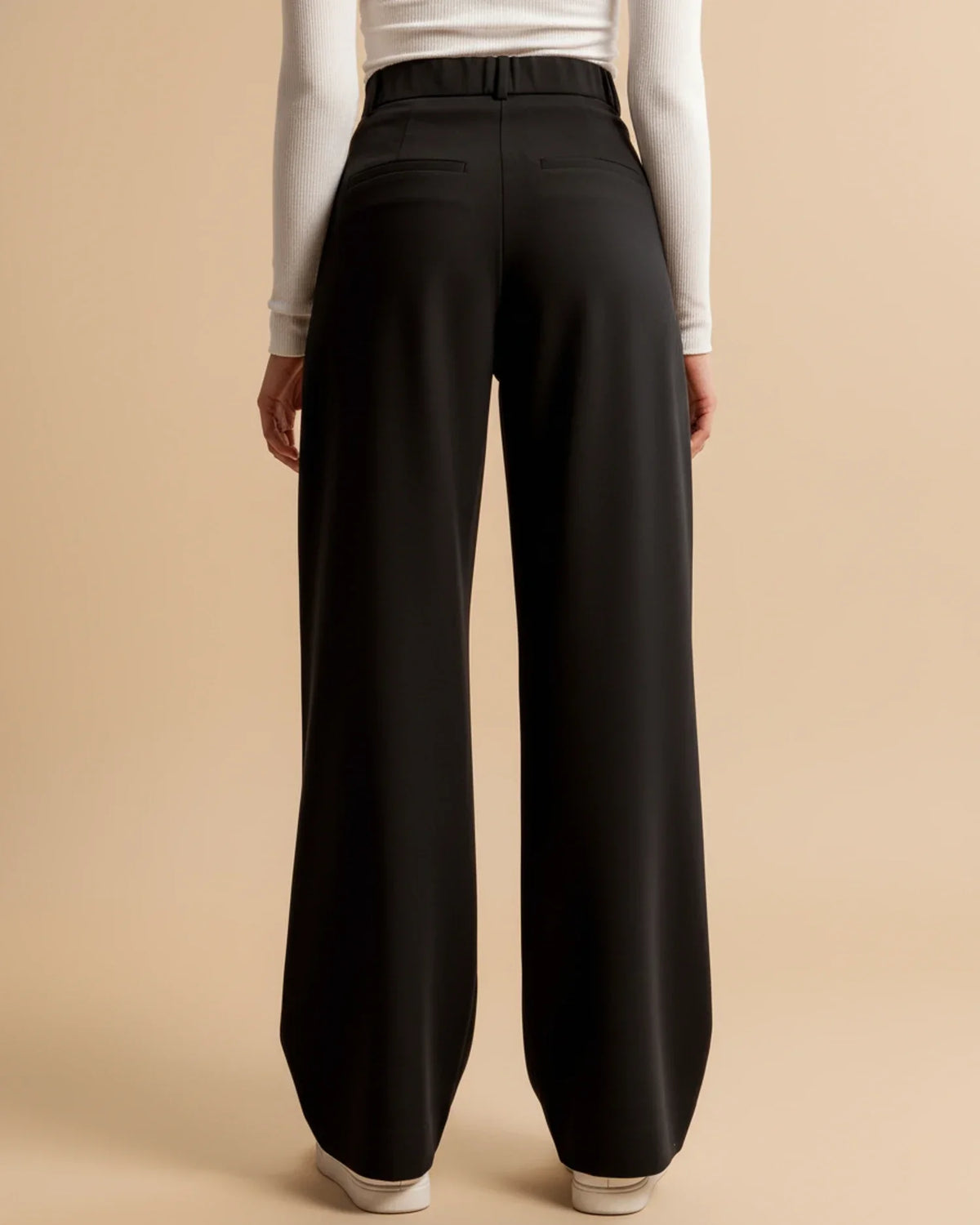 High Waist Pleated Straight Trousers